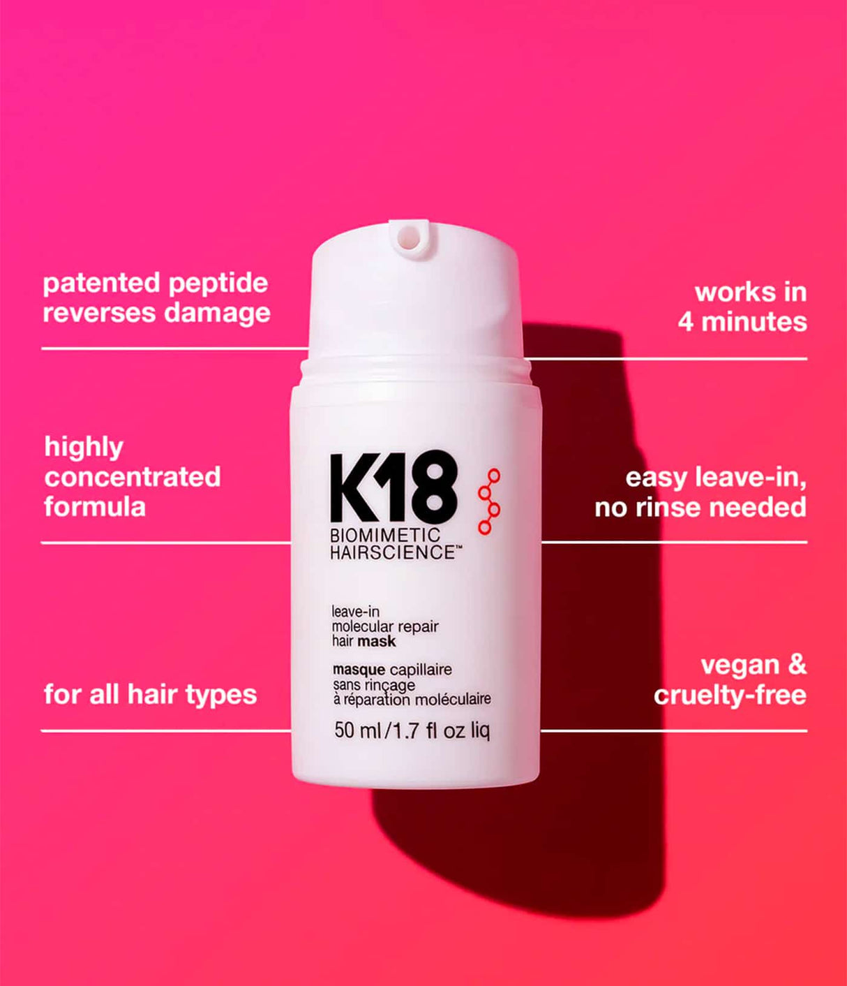 Leave-in Molecular Repair Hair Mask by K18 Hair