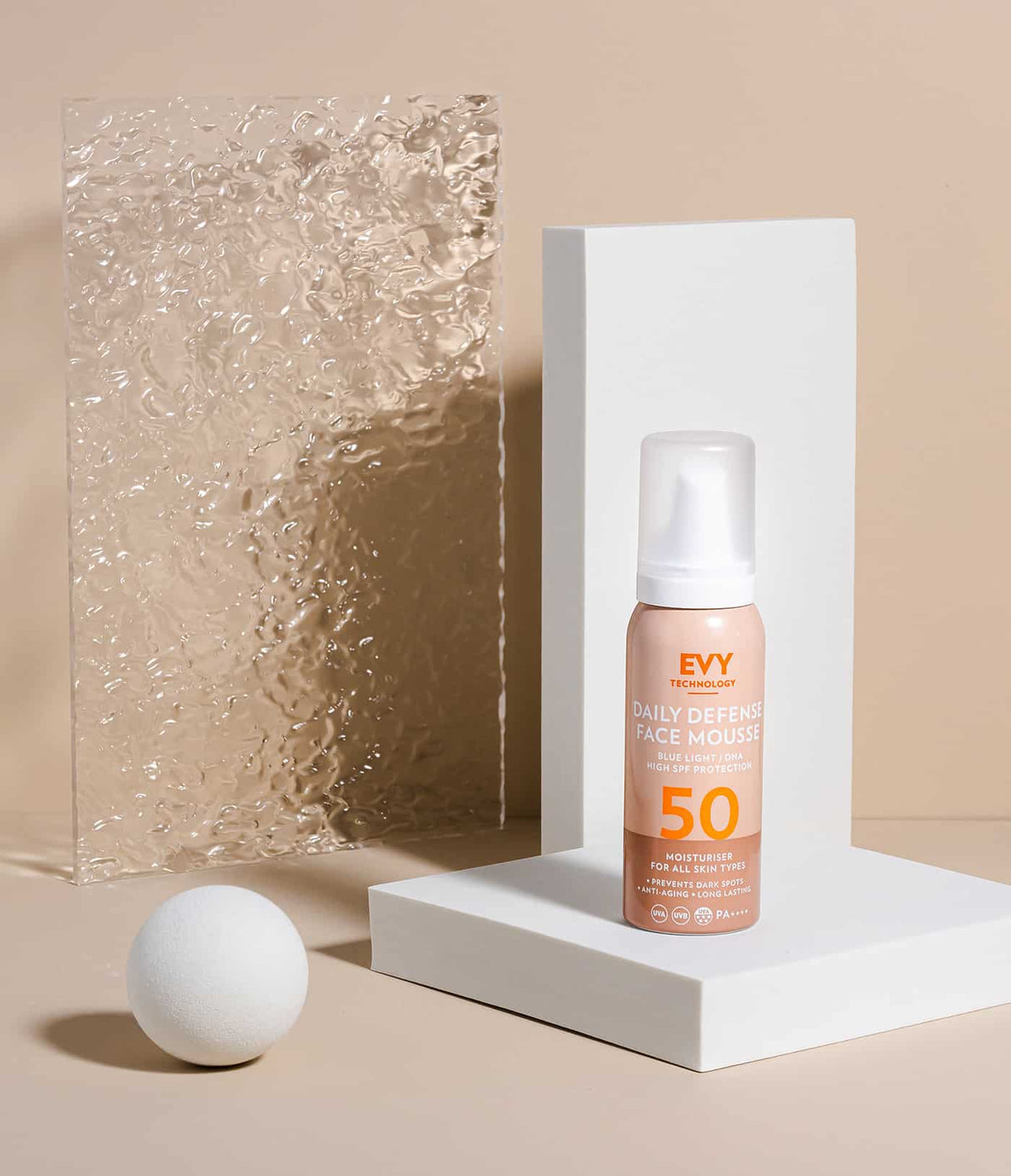 Daily Defense Face Mousse SPF 50 from EVY Technology